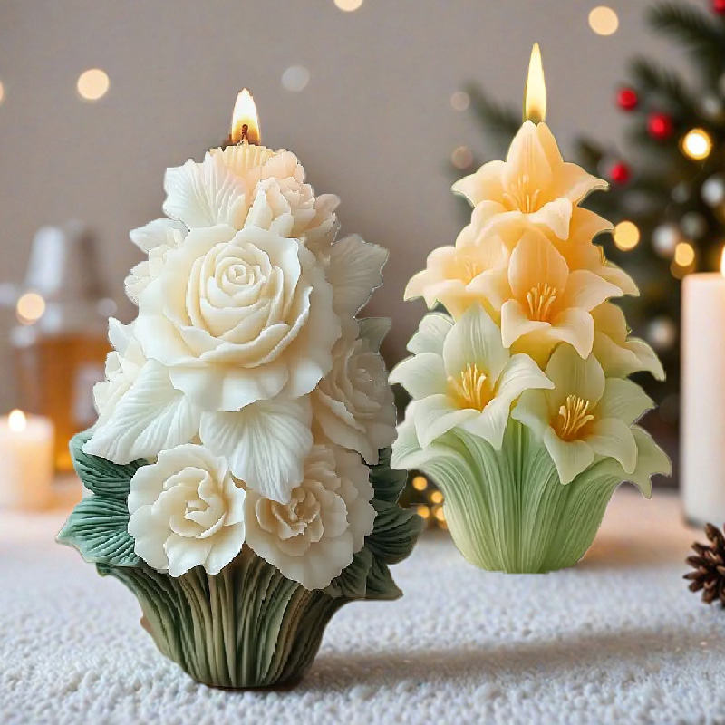Candle Making For Beginners - Rose tree candle mold, elegant white